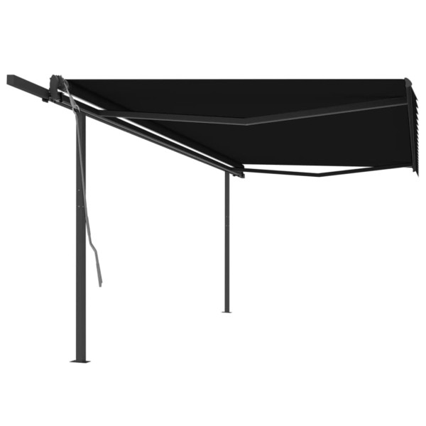 Toldo retrátil manual com postes cinza antracite 5x3 cm D