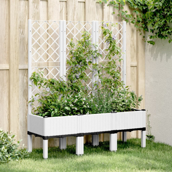 Jardinera con enrejado PP blanco 120x40x142 cm D