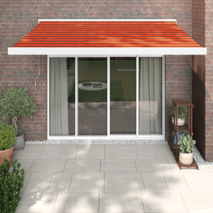 Toldo retráctil aluminio y tela naranja y marrón 3x2.5 m D