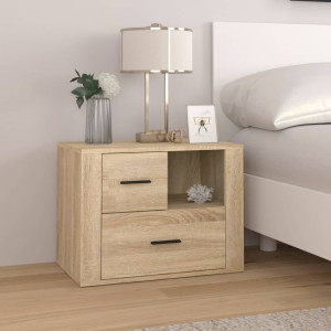 Mesita de noche madera contrachapada roble sonoma 60x36x45 cm D