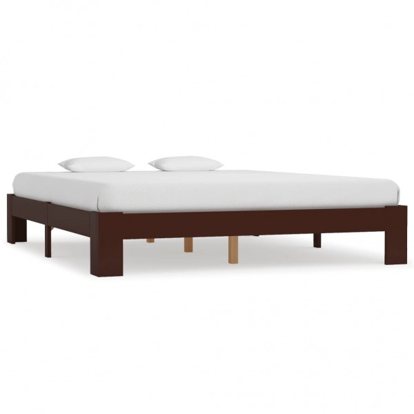 Estrutura da cama madeira maciça pinho marrom escuro 160x200 cm D