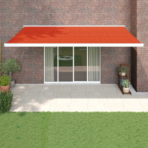 Toldo retráctil aluminio y tela naranja y marrón 5x3 m D