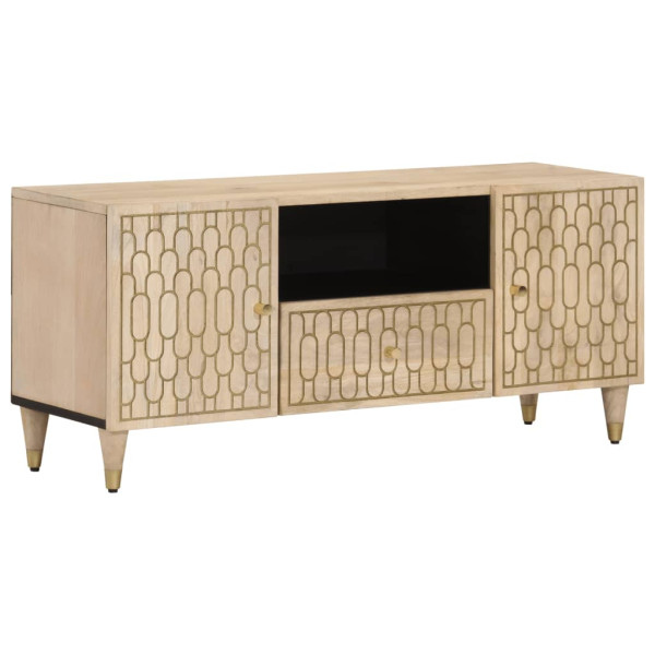 Mueble de TV madera maciza de mango 105x33x46 cm D