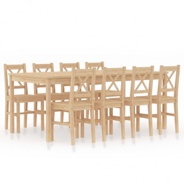 Conjunto de comedor 9 piezas madera de pino D