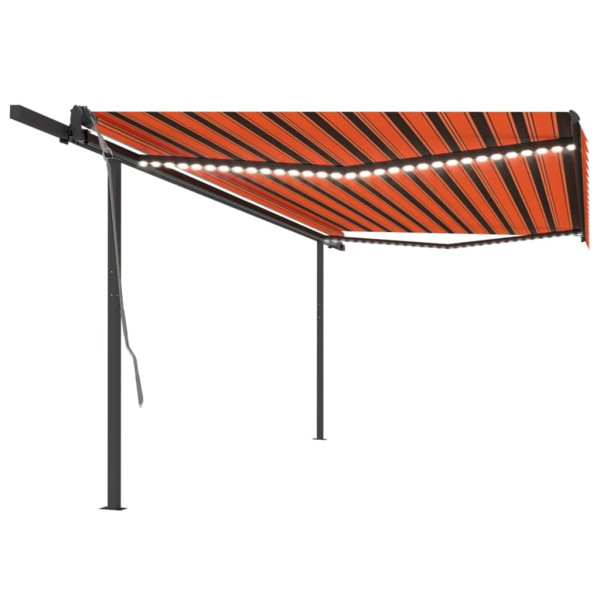 Toldo automático LED sensor de viento naranja y marrón 5x3 m D