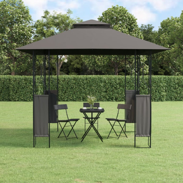 Gazebo com telhado de aço cinza antracite 300x300x270 cm D