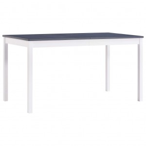 Mesa de jantar de madeira de pinheiro branco e cinza 140x70x73 cm D