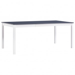 Mesa de jantar de madeira de pinho branco e cinza 180x90x73 cm D