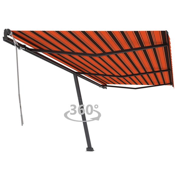 Toldo de pé manual retrátil laranja e marrom 600x350 cm D