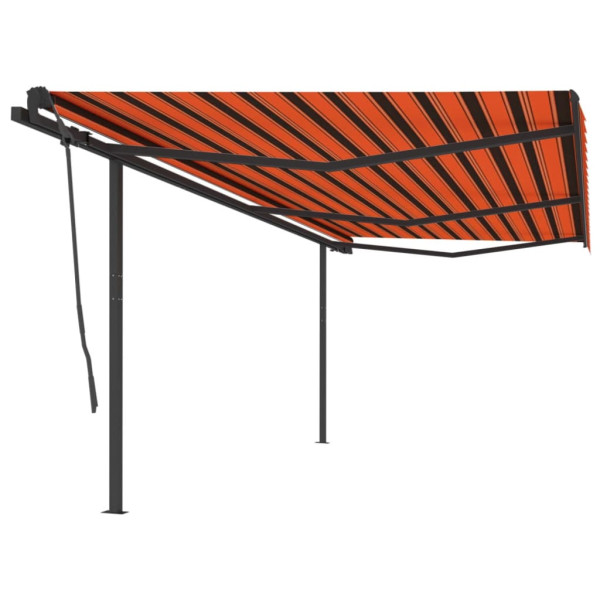 Toldo retráctil manual con luz LED naranja y marrón 6x3.5 m D