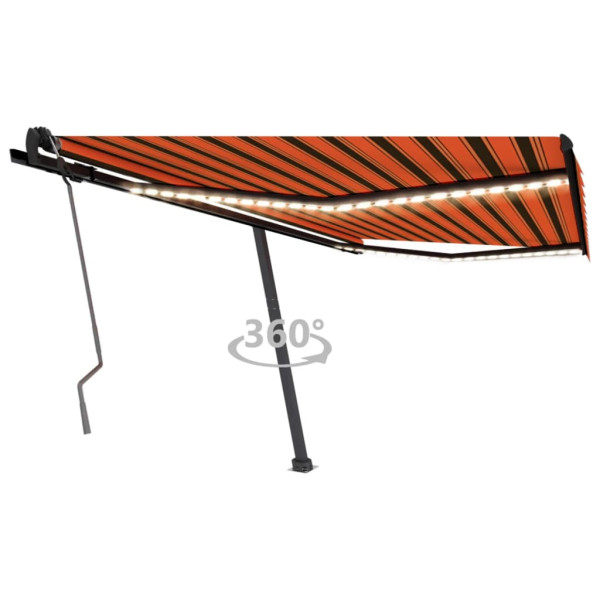 Toldo retráctil manual con luz LED naranja y marrón 400x350 cm D