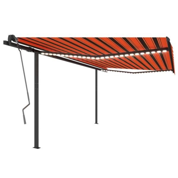 Toldo retrátil manual com luz LED laranja e marrom 4x3,5 m D