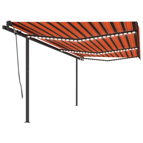 Toldo automático sensor de vento LED laranja marrom 6x3.5 m D