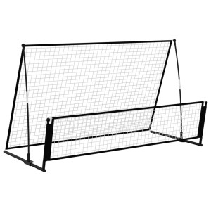 Portería de fútbol con reboteador 2 en 1 acero 202x104x120 cm H