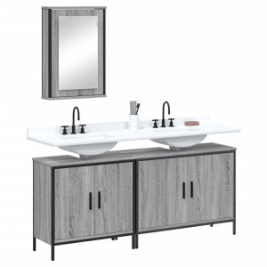 Set de muebles de baño 3 pzas madera contrachapada gris sonoma D