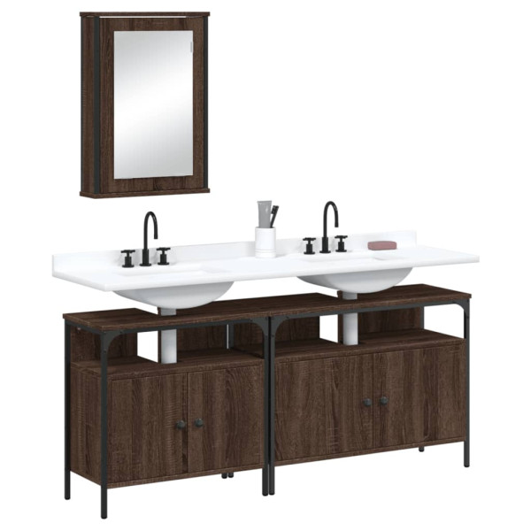 Set de muebles baño 3 pzas madera contrachapada roble marrón D