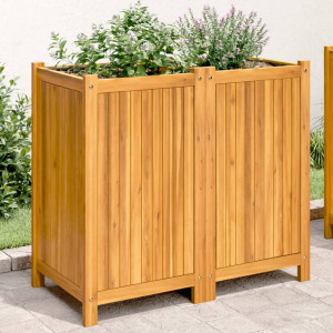 Jardinera con forro madera maciza de acacia 84x42x75 cm D