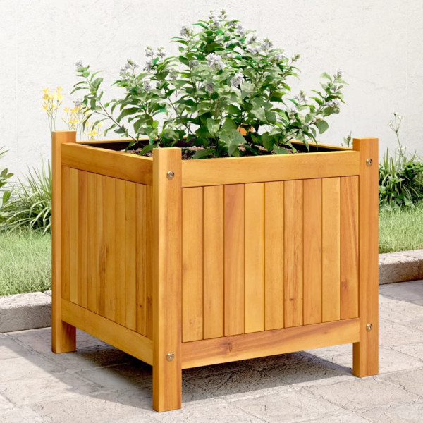 Jardinera con forro madera maciza de acacia 42x42x40 cm D