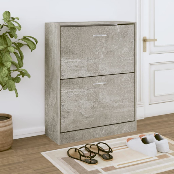 Mueble zapatero madera contrachapada gris hormigón 63x24x81cm D