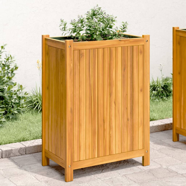 Jardinera con forro madera maciza de acacia 54x31x75 cm D