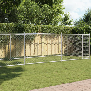 Caixa de cães com porta de aço galvanizado cinza 8x2x1.5 m D