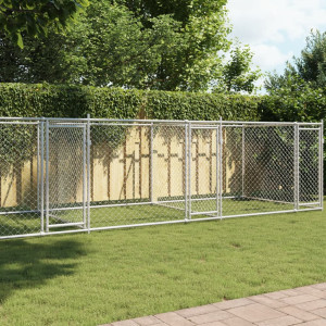 Caixa de cães com portas de aço galvanizado cinza 8x2x1.5 m D