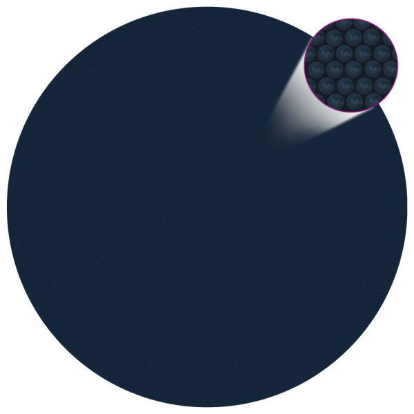 Cubierta solar de piscina de PE flotante negro y azul 455 cm D