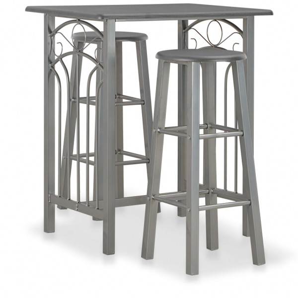 Conjunto de mesa e cadeiras de cozinha de madeira de aço anthracite D