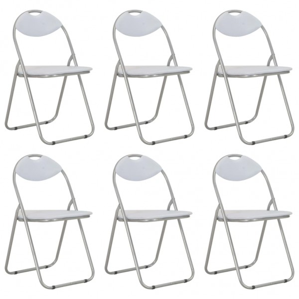 Cadeiras de jantar dobráveis 6 unidades de couro sintético branco D