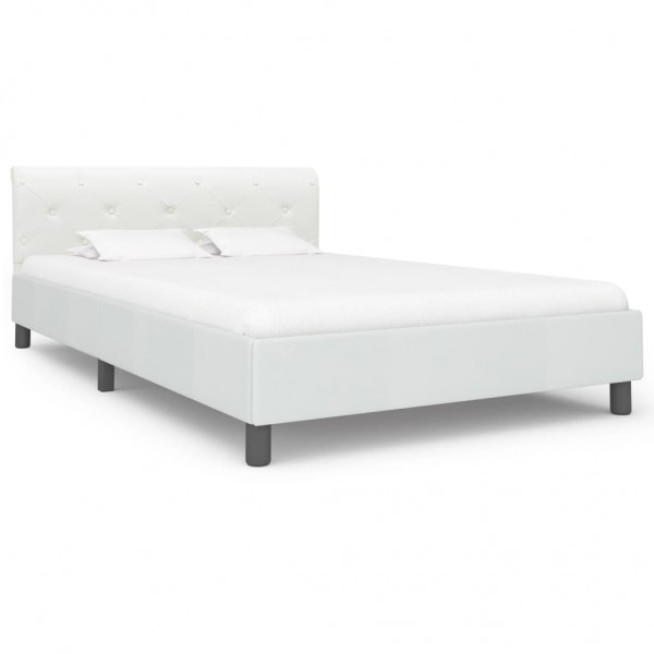 Estructura de cama de cuero sintético blanco 140x200 cm D
