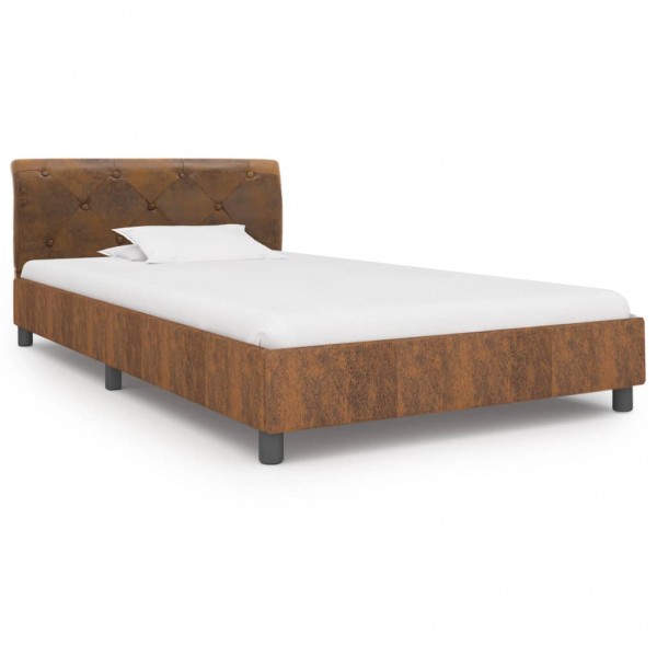 Estructura de cama de piel de ante artificial marrón 100x200 cm D