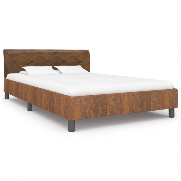 Estructura de cama de piel de ante artificial marrón 120x200 cm D