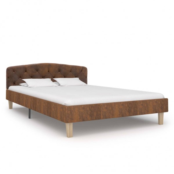 Estructura de cama de piel de ante artificial marrón 120x200 cm D