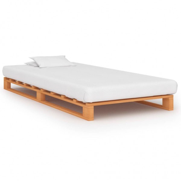 Estructura de cama de palés madera maciza pino marrón 100x200cm D
