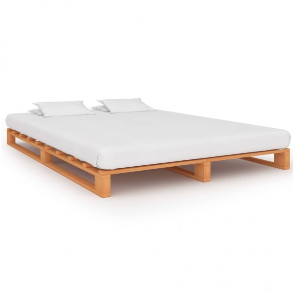 Estrutura cama de paletes madeira maciça pinheiro marrom 140x200 cm D