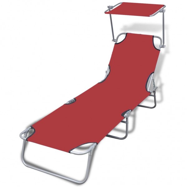 Cama de cama dobrável com toldo de aço e tecido vermelho D