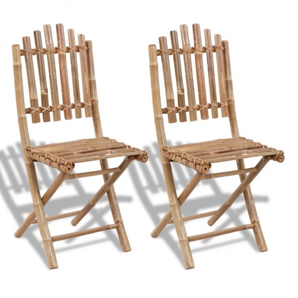 Cadeiras de jardim dobráveis 2 unidades de bambu D