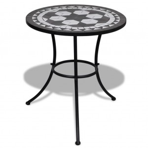 Mesa de jantar terraço mosaico preto e branco 60 cm D