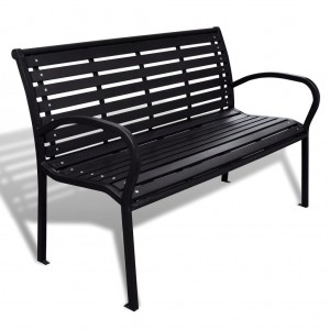 Banco de jardim de aço e WPC preto 125 cm D