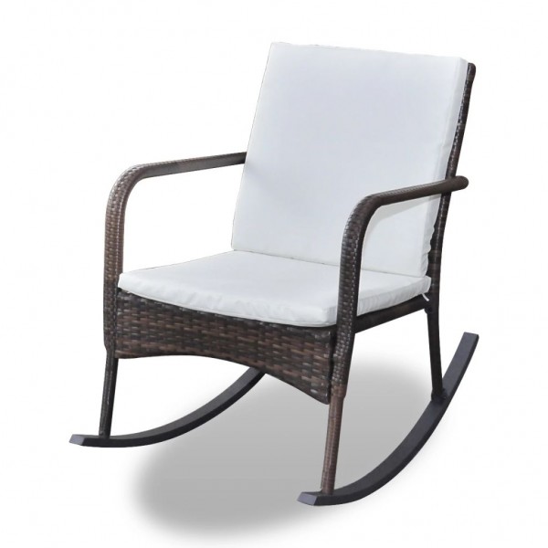 Rocking chair de jardim ratan sintético marrom D
