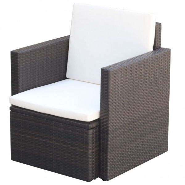 Cadeiras de jardim com almofadas de rato sintético marrom D
