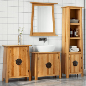 Conjunto de muebles de baño 4 piezas madera maciza de pino D