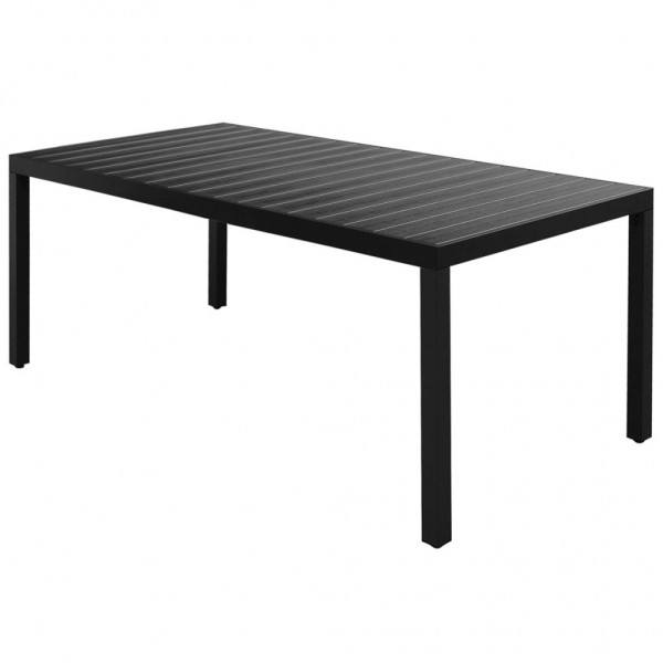 Mesa de jardín de aluminio y WPC negra 185x90x74 cm D