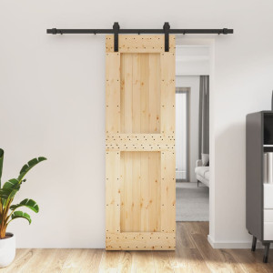 Puerta corredera con herrajes madera maciza de pino 70x210 cm D