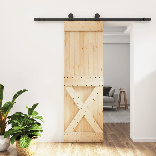 Puerta corredera con herrajes madera maciza de pino 70x210 cm D