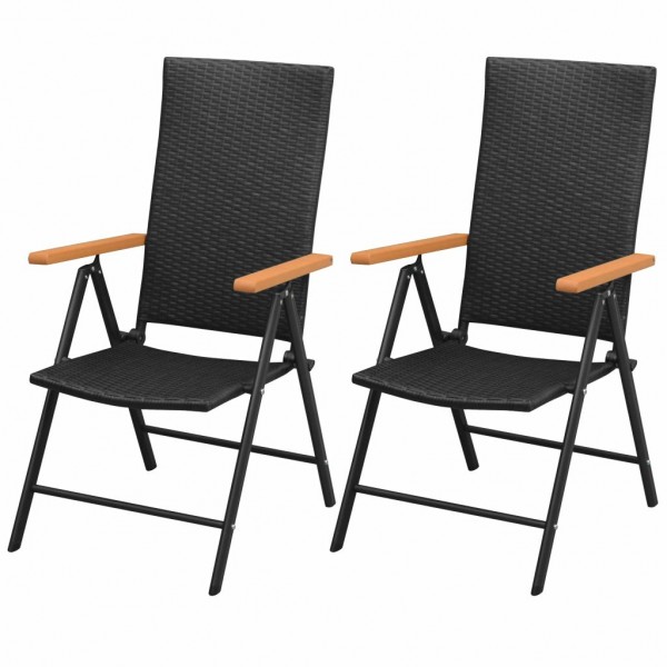 Cadeiras de jardim empilháveis 2 unidades ratão sintético preto D