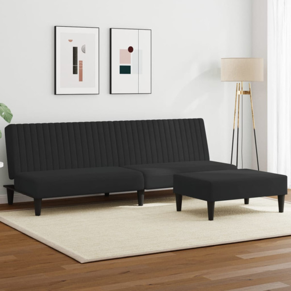 Conjunto de 2 peças de sofá em veludo preto D