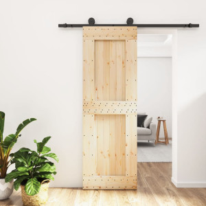 Puerta corredera con herrajes madera maciza de pino 70x210 cm D