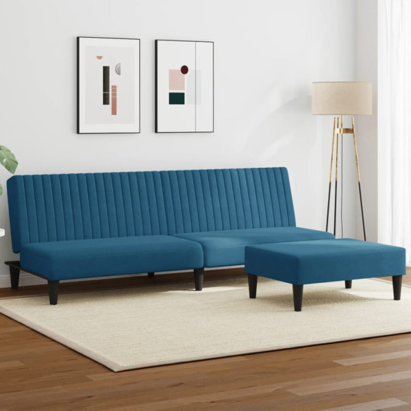 Conjunto de sofás 2 peças veludo azul D