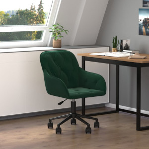 Silla de oficina giratoria de terciopelo verde oscuro D